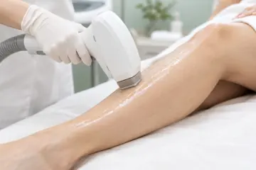 除腳毛:雷射探頭照射小腿